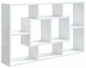 magasfényű fehér szerelt fa fali polc 85 x 16 x 52,5 cm