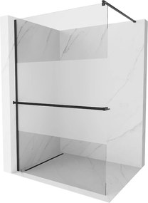 Mexen Kioto+ Walk-In Zuhanyfal    törölközö  tartóval  100 x 200 cm,  átlátszó üveg/ szatén  8 mm,  fekete  - 800-100-121-70-3 Walk-In Zuhanyfal