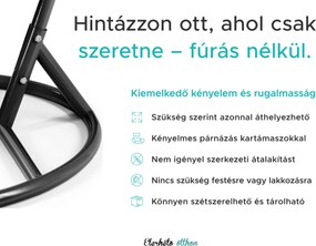 Fekete függőfotel KOKON állvány nélkül, szürke párna
