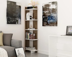 könyvespolc Als - Walnut, White