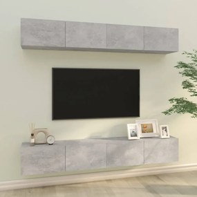4 db betonszürke fali TV-szekrény 100 x 30 x 30 cm