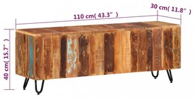 tömör újrahasznosított fa TV-szekrény 110 x 30 x 40 cm