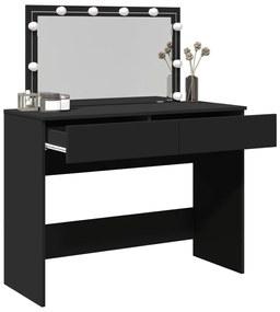 fekete LED-es fésülködőasztal 100 x 40 x 120 cm