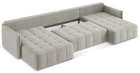 Világosszürke kinyitható-tárolóhelyes (U alakú) sarokkanapé Moku – Makamii