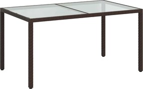 vidaXL barna polyrattan és edzett üveg kerti asztal 150 x 90 x 75 cm