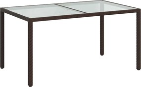 vidaXL barna polyrattan és edzett üveg kerti asztal 150 x 90 x 75 cm