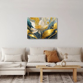 Üveg kép - Festmény arany virágok (70x50 cm)