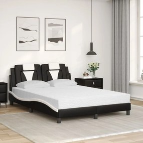 fekete és fehér műbőr ágy matraccal 140 x 190 cm