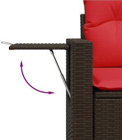 kétszemélyes barna polyrattan kerti kanapé párnákkal