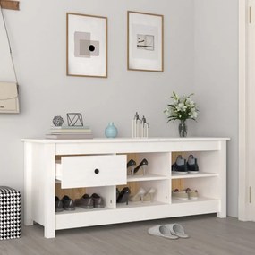 fehér tömör fenyőfa cipősszekrény 110 x 38 x 45,5 cm