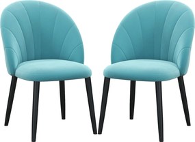 HOMCOM 2 db Bársony Étkezőszék, Konyhai és Nappali Szék Fém Lábbal és Héj Háttámlával, Bézs | Aosom