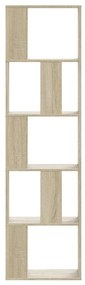 5 szintes sonoma tölgy szerelt fa könyvespolc 45x23,5x162,5 cm