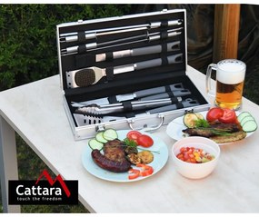 Alu Grey Line 11 db-os grillező eszközkészlet táskával - Cattara