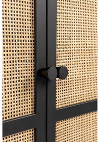 Fekete rattan magas komód 80x100 cm Guuji - White Label