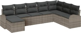 vidaXL Kerti Kanapé Szett párnával 8 pcs Szürke Poli rattan