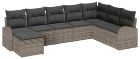 vidaXL Kerti Kanapé Szett párnával 8 pcs Szürke Poli rattan