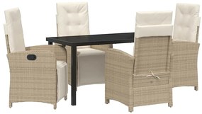 vidaXL Kert étkező szett párnával 5 pcs Bézs polirattan