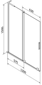 Mexen Velar L, 2 szárnyas eltolható kádparaván 120 x 150 cm, 8mm átlátszó üveg, króm profil, 896-120-003-01-01