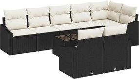 vidaXL Kanapé Szett párnával 9 pcs Fekete polirattan