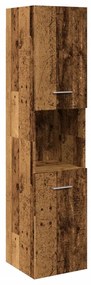 Antik fa színű szerelt fa függő fürdőszobaszekrény 30x30x130 cm