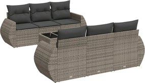 vidaXL 7 részes szürke polyrattan kerti ülőgarnitúra párnákkal