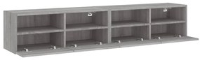 2 db szürke sonoma szerelt fa fali TV-szekrény 80 x 30 x 30 cm