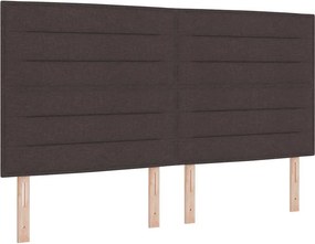 vidaXL Boxrugós ágy matracmal leddel sötétbarna 180 x 200 cm szövet