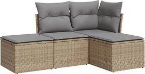 vidaXL 4 részes bézs polyrattan kerti ülőgarnitúra párnákkal