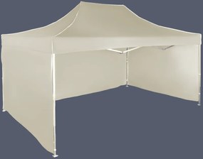 Gyorsan összecsukható sátor 3x4,5m - alumínium, 3 oldalfal, Bézs