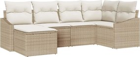 vidaXL Kanapé Szett párnával 6 pcs Bézs polirattan