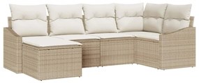 vidaXL Kanapé Szett párnával 6 pcs Bézs polirattan