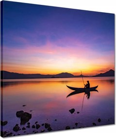 Vászonkép 40x40 Esti horgászat naplementekor