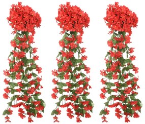 3 db piros karácsonyi virágfüzér 85 cm