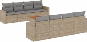 vidaXL 9 részes bézs polyrattan kerti ülőgarnitúra párnákkal