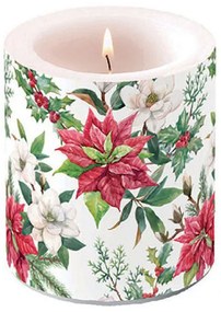 Mikulásvirágos karácsonyi átvilágítós gyertya Christmas florals