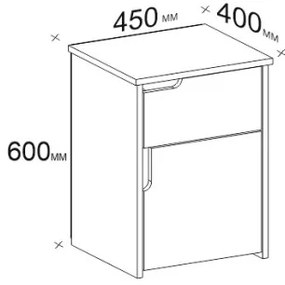 Éjjeliszekrény ASRA 60x45 cm fehér