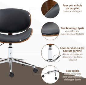 Vinsetto Vintage Stílusú Magasságban Állítható Irodai Szék 360°-ban Forgó Üléssel Krómozott Fából Készült Populus Szintetikus Borítással 53L x 53W x 7