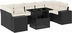 vidaXL 8 részes fekete polyrattan kerti ülőgarnitúra párnákkal