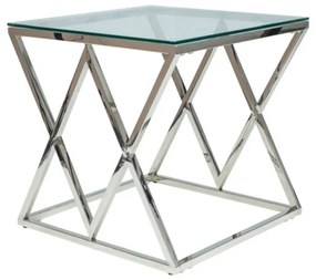 Zegna négyzet alakú dohányzóasztal, átlátszó / ezüst