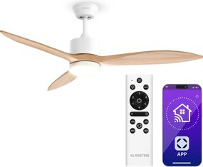 Klarstein SkyBreeze intelligens mennyezeti ventilátor világítással | 132 cm | 27 W | Csendes | LED | Fa