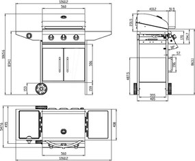 Avenberg COLORADO BBQ Gázgrill oldalsó égővel