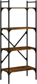 vidaXL 4 szintes füstös tölgy színű fa könyvespolc 56x31,5x138,5 cm