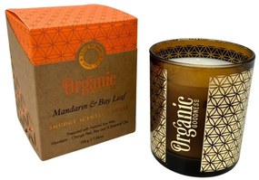 Organikus füstölő gyertya Mandarin &amp; Bay Leaf200 g üvegben, aranyfóliával