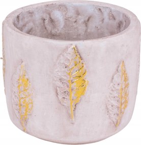 Beton kaspóvédő kerek Hoja arany-szürke-ezüst S levelek 11 cm