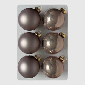 Rosegold karácsonyi üveggömb szett, 8 cm, 6 db