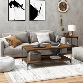 Barna tölgyszínű szerelt fa dohányzóasztal 100 x 50 x 40 cm