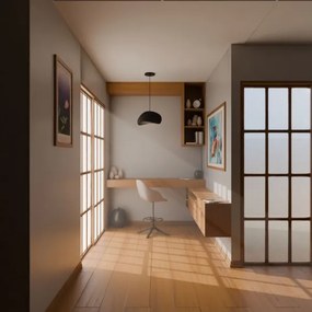 Brilagi - WABI SABI kábeles függőlámpa 1xE27/40W/230V, átmérő 35 cm, fekete