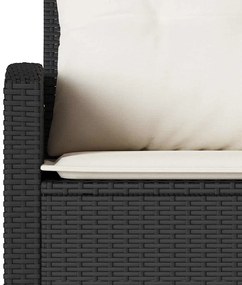 6 részes fekete polyrattan kerti ülőgarnitúra párnával L-alakú