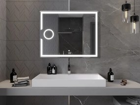 Mexen Onyx, LED fürdoszobai tükör háttérvilágítással és kozmetikai tükörrel 100x80 cm, 6000K, páramentesíto, 9813-100-080-611-00