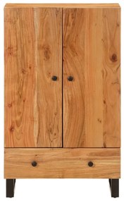 tömör akácfa és vas magasszekrény fiókkal 60x33x100 cm